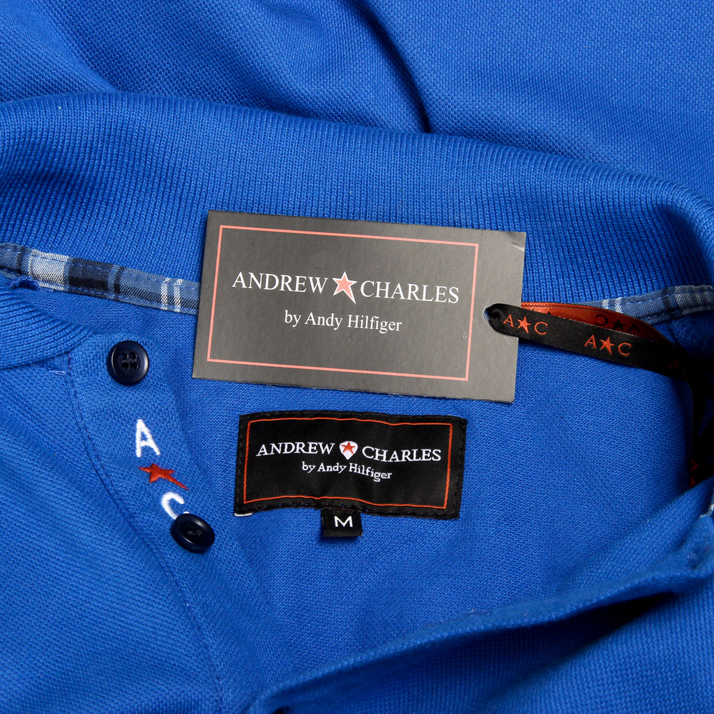 Polo Andrew Charles de manga corta para hombre azul SEFU