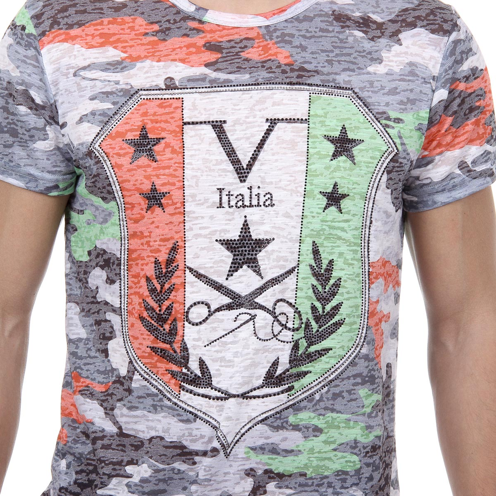 V 1969 Italia Mens T-shirt Short Sleeves Round Neck Multicolor OWEN