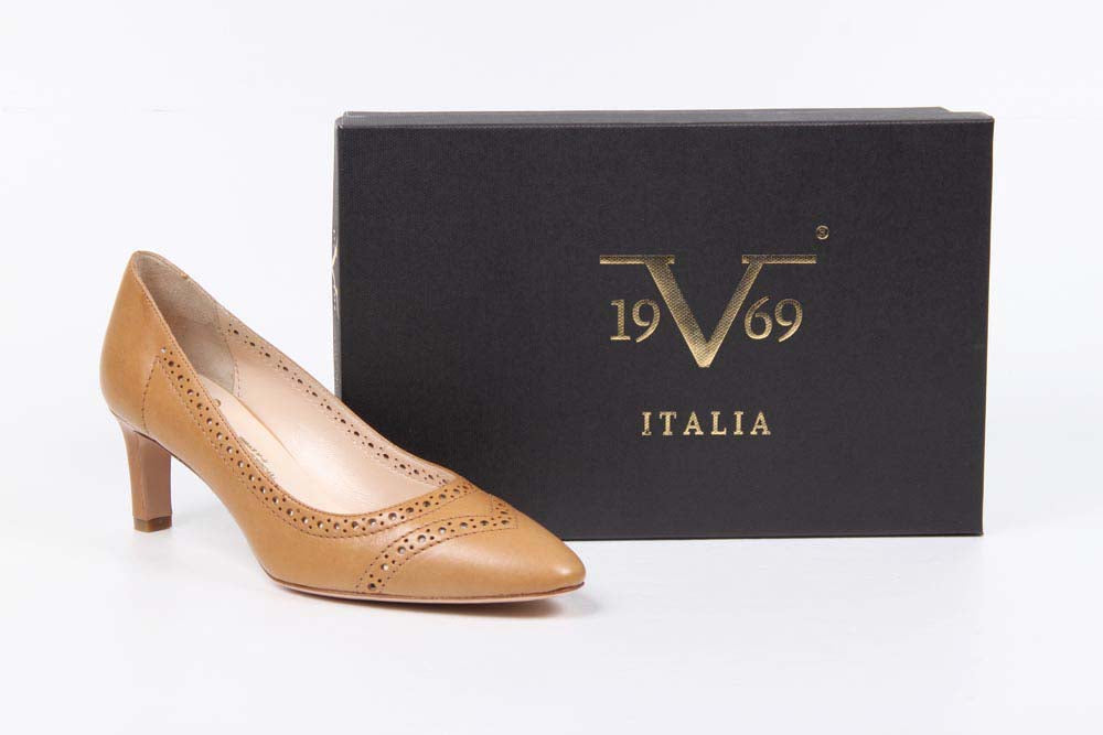 V 1969 Italia - Zapatos de tacón bajo para mujer 5632-LAU55 PE JOLLYCG NAPPA JOLLY COGNAC