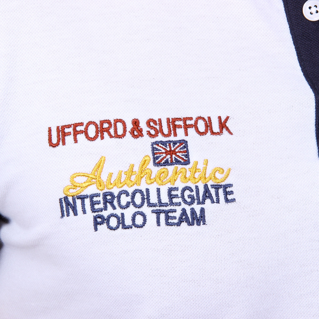 Polo Ufford & Suffolk Polo Club para hombre, manga corta, US009, blanco