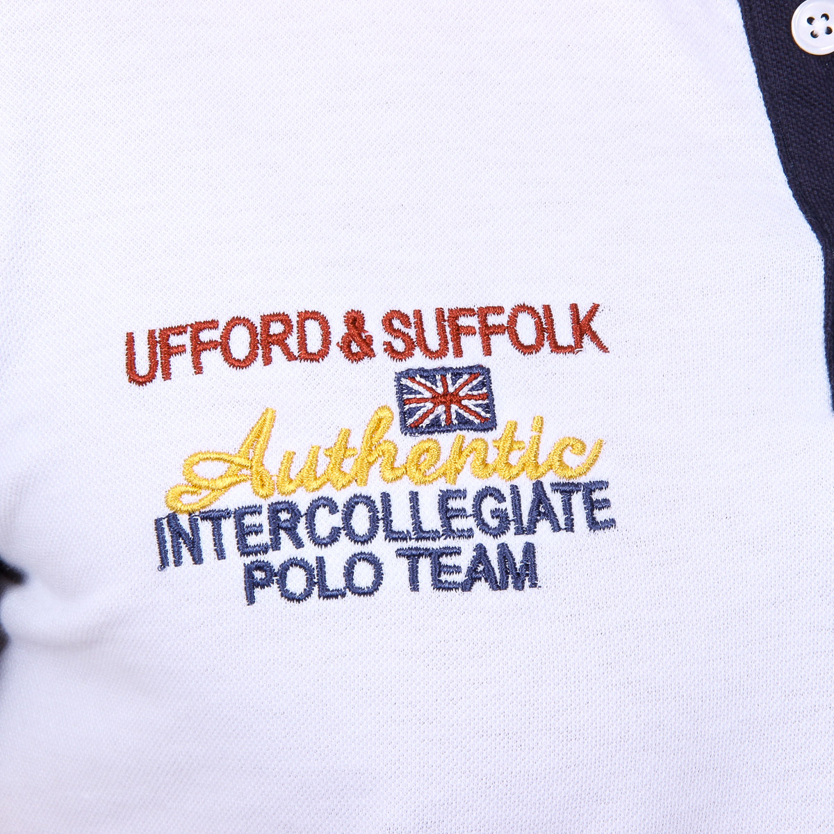 Polo Ufford & Suffolk Polo Club para hombre, manga corta, US009, blanco