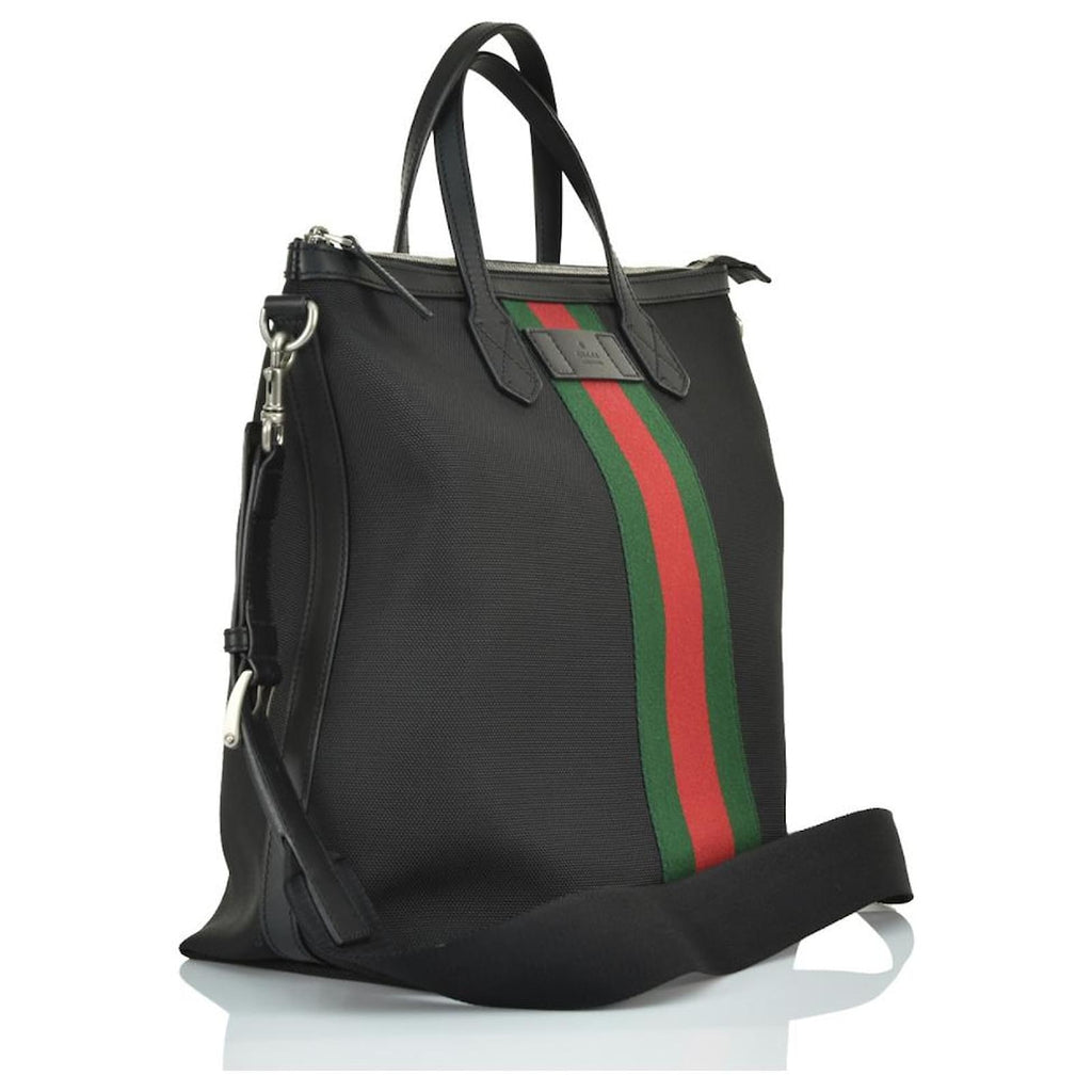 Bolso tote Gucci Web Stripe para hombre, color negro