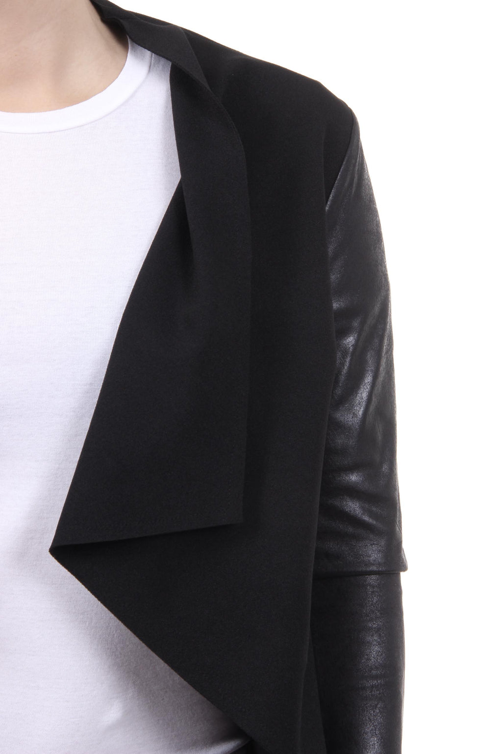 Chaqueta Mujer V 1969 Italia GIACCA ALEXIA TESS. BUCEO + ECOPELLE NERO