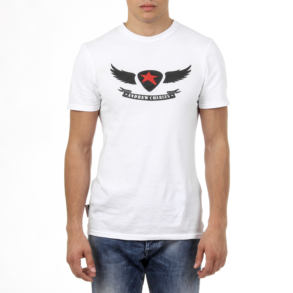 Camiseta Andrew Charles para hombre, manga corta, cuello redondo, blanca, KEITA
