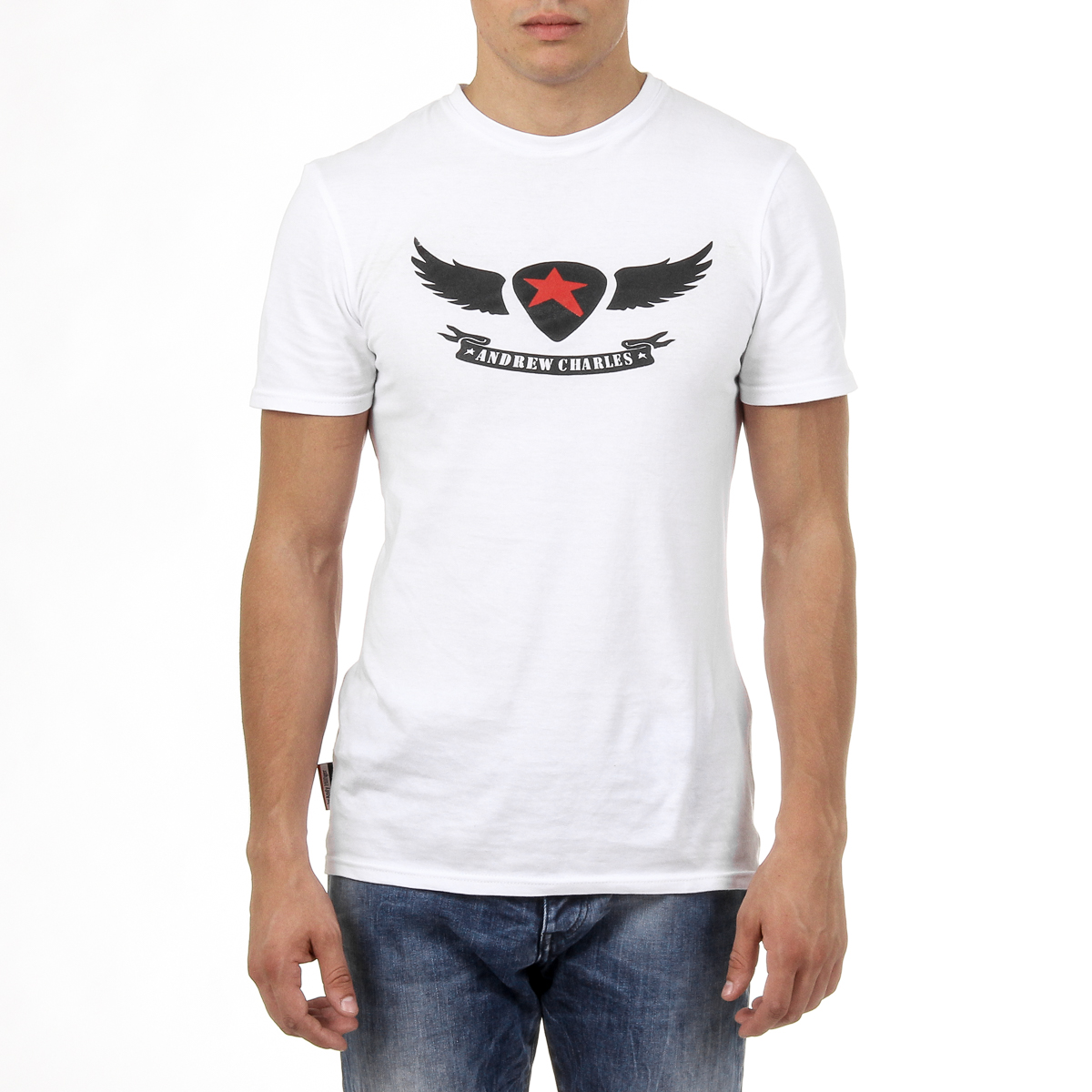 Camiseta Andrew Charles para hombre, manga corta, cuello redondo, blanca, KEITA