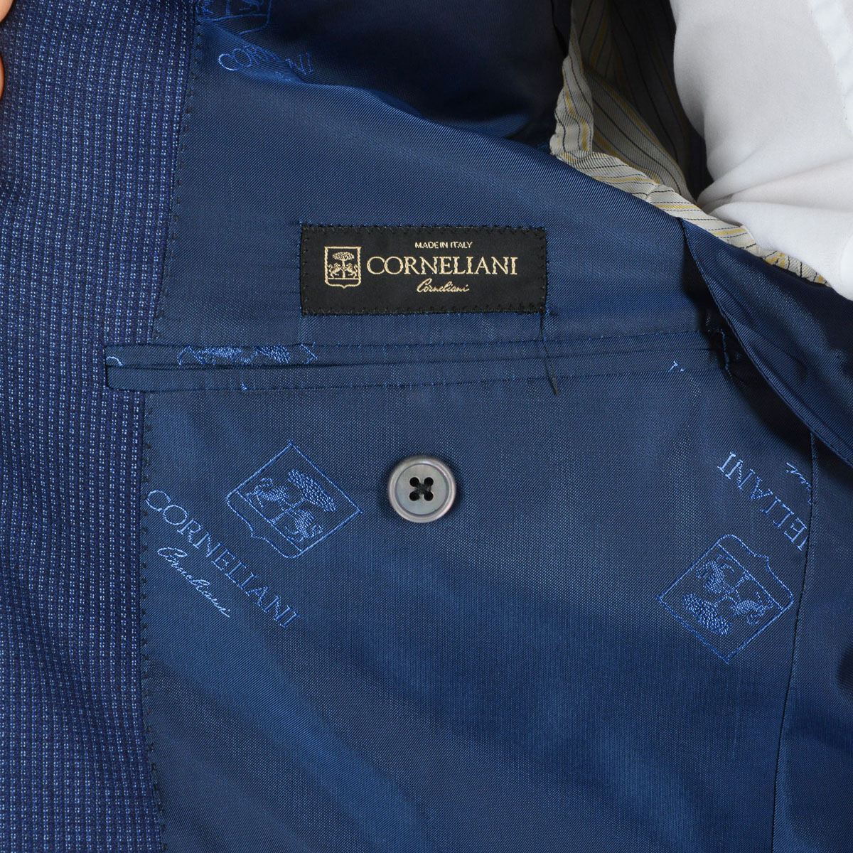 Corneliani Mens Suit Long Sleeves Blue Super 110's