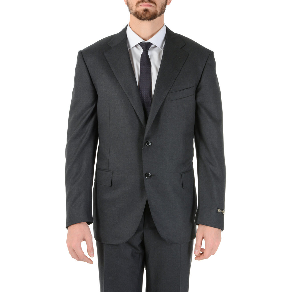 Corneliani Mens Suit Long Sleeves Dark Grey Super 160's