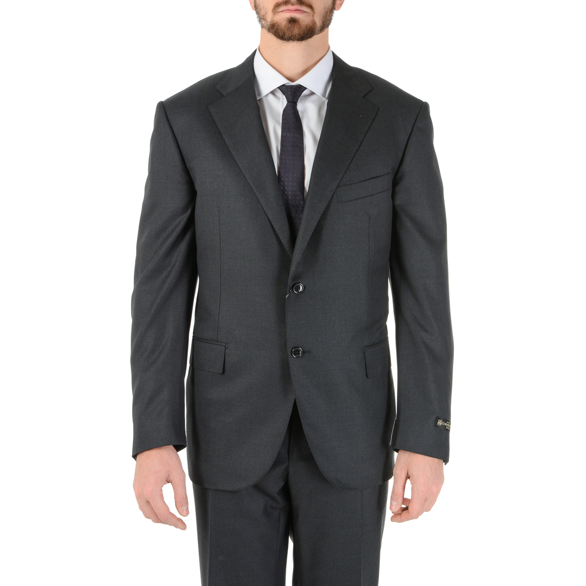 Corneliani Mens Suit Long Sleeves Dark Grey Super 160's