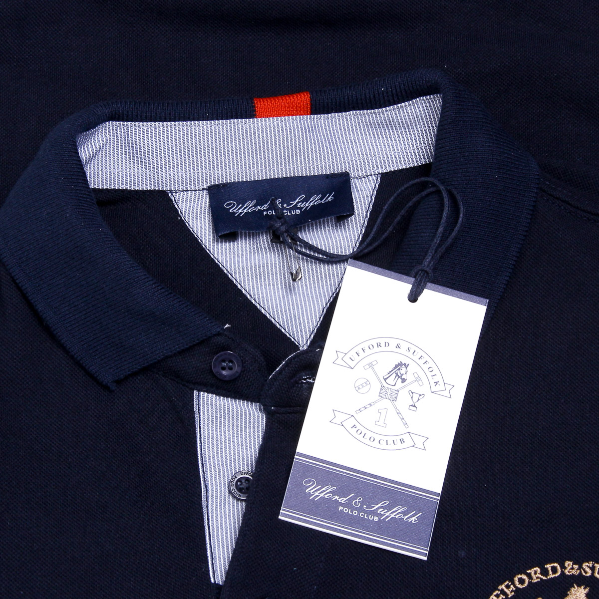 Polo Ufford & Suffolk Polo Club para hombre, manga corta, US025, azul marino