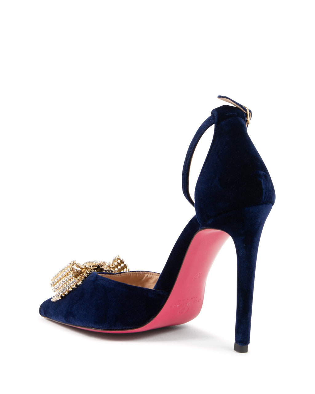 Zapatos de salón con lazo de terciopelo azul marino