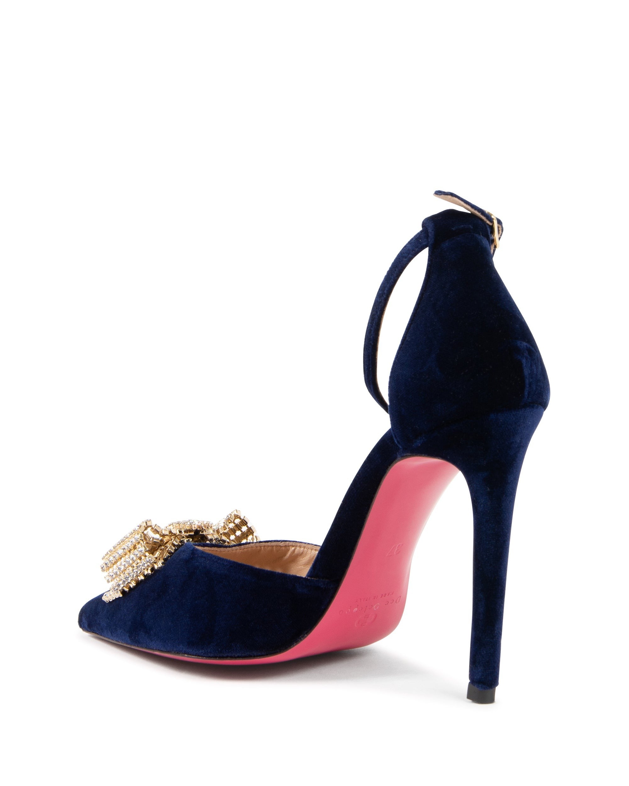Zapatos de salón con lazo de terciopelo azul marino