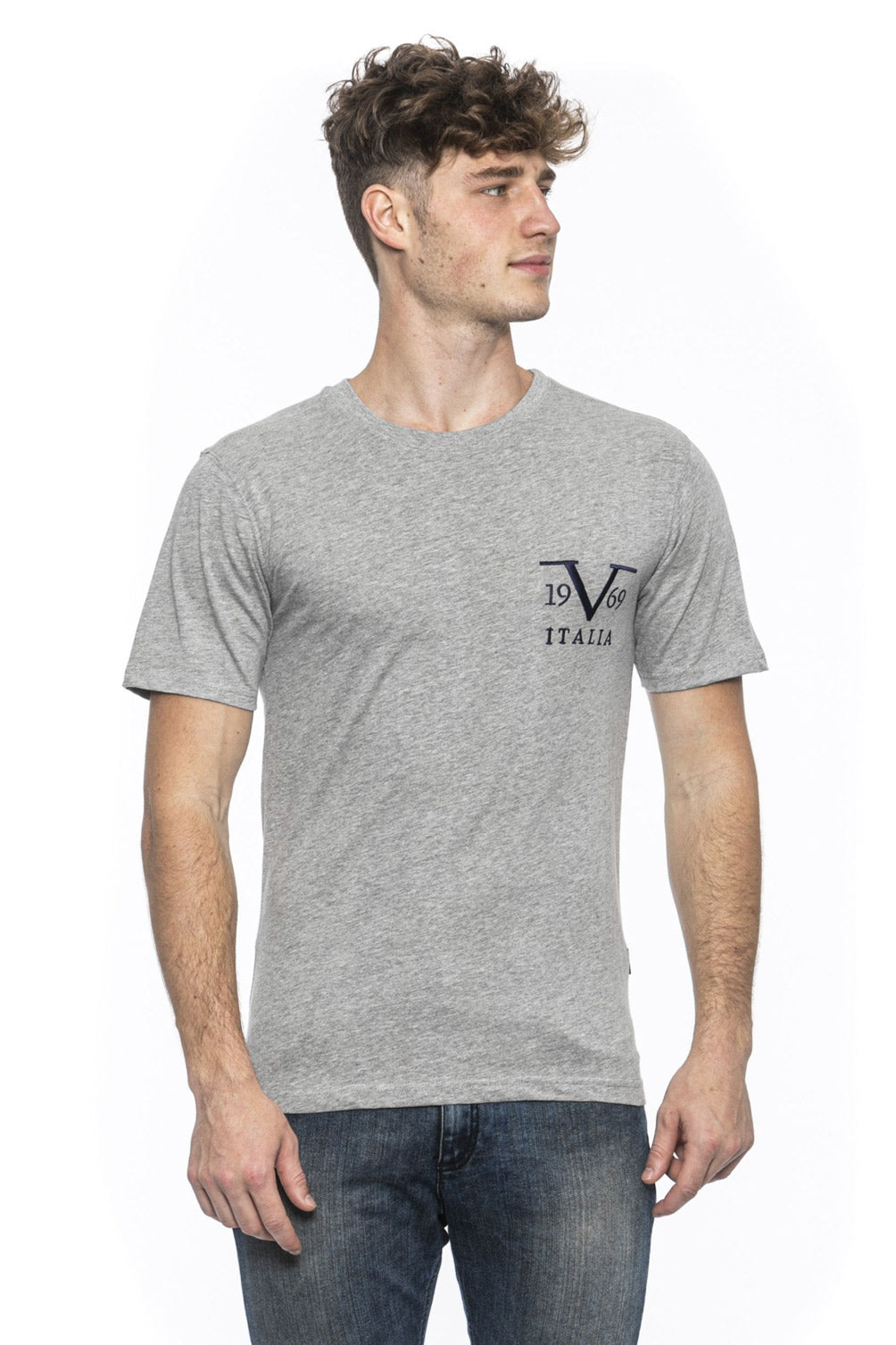 Camiseta Italia 19V69 para hombre, gris, TROY GREY