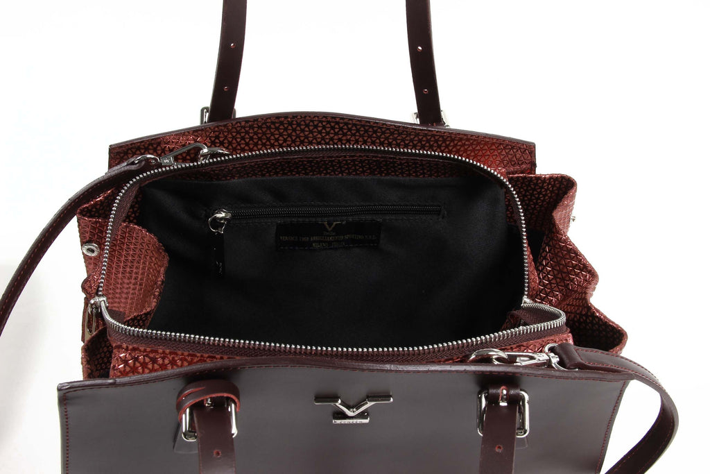 Bolso de mano para mujer V 1969 Italia V016-S RUGA STAMPATO BORDEAUX