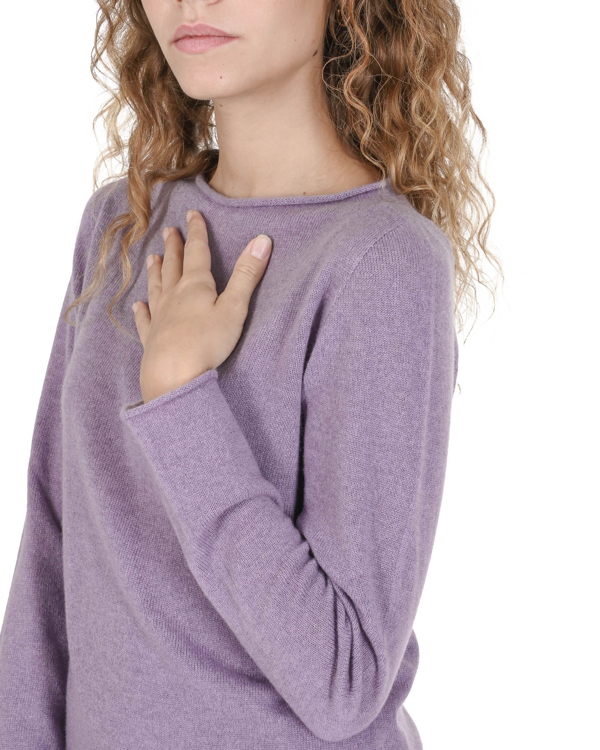 Suéter de cuello barco para mujer de cachemira Crown of Edinburgh COE 0025 AMETHYST