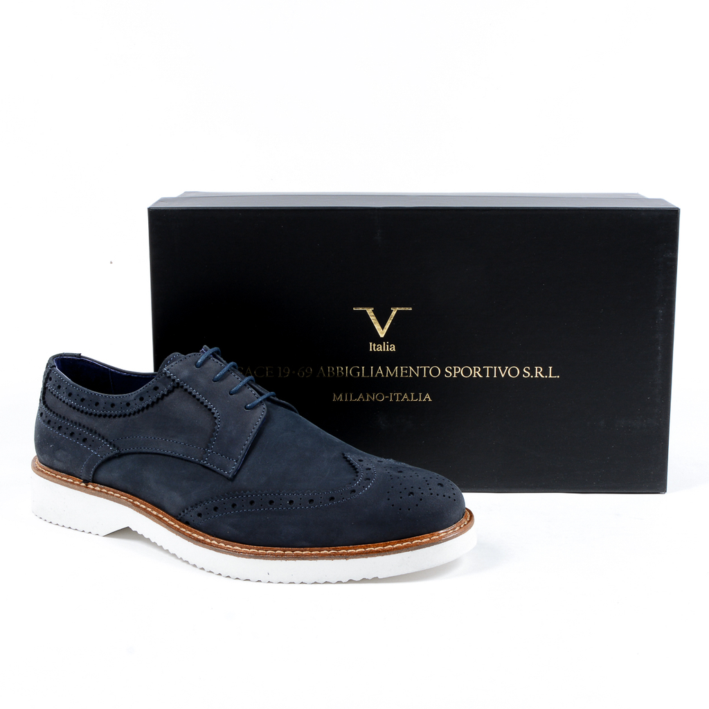 V 1969 Italia - Zapato Oxford Brogue para hombre, color azul, PEDRO