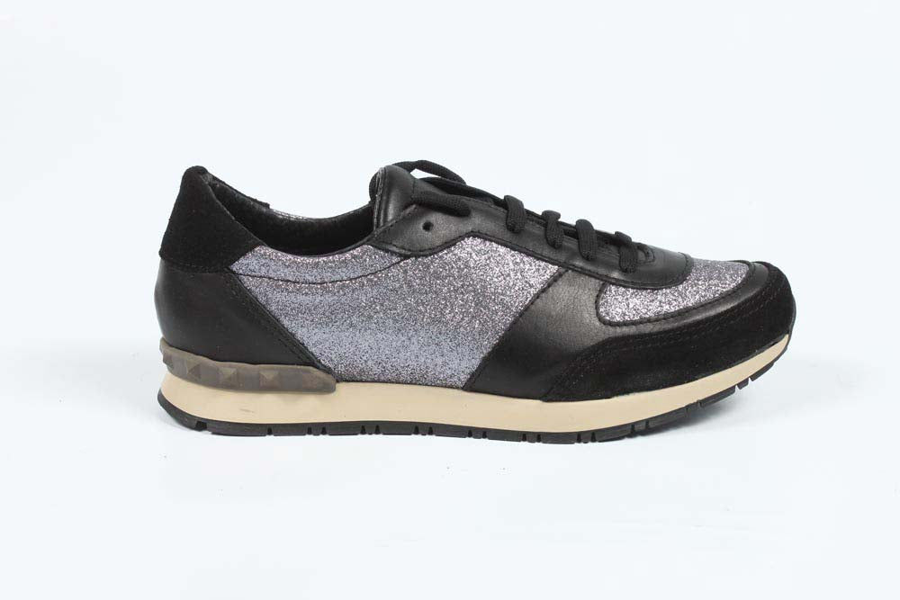 V 1969 Italia Zapatilla Mujer 602 GLITTER CANNA FUCILE VITELLO NERO
