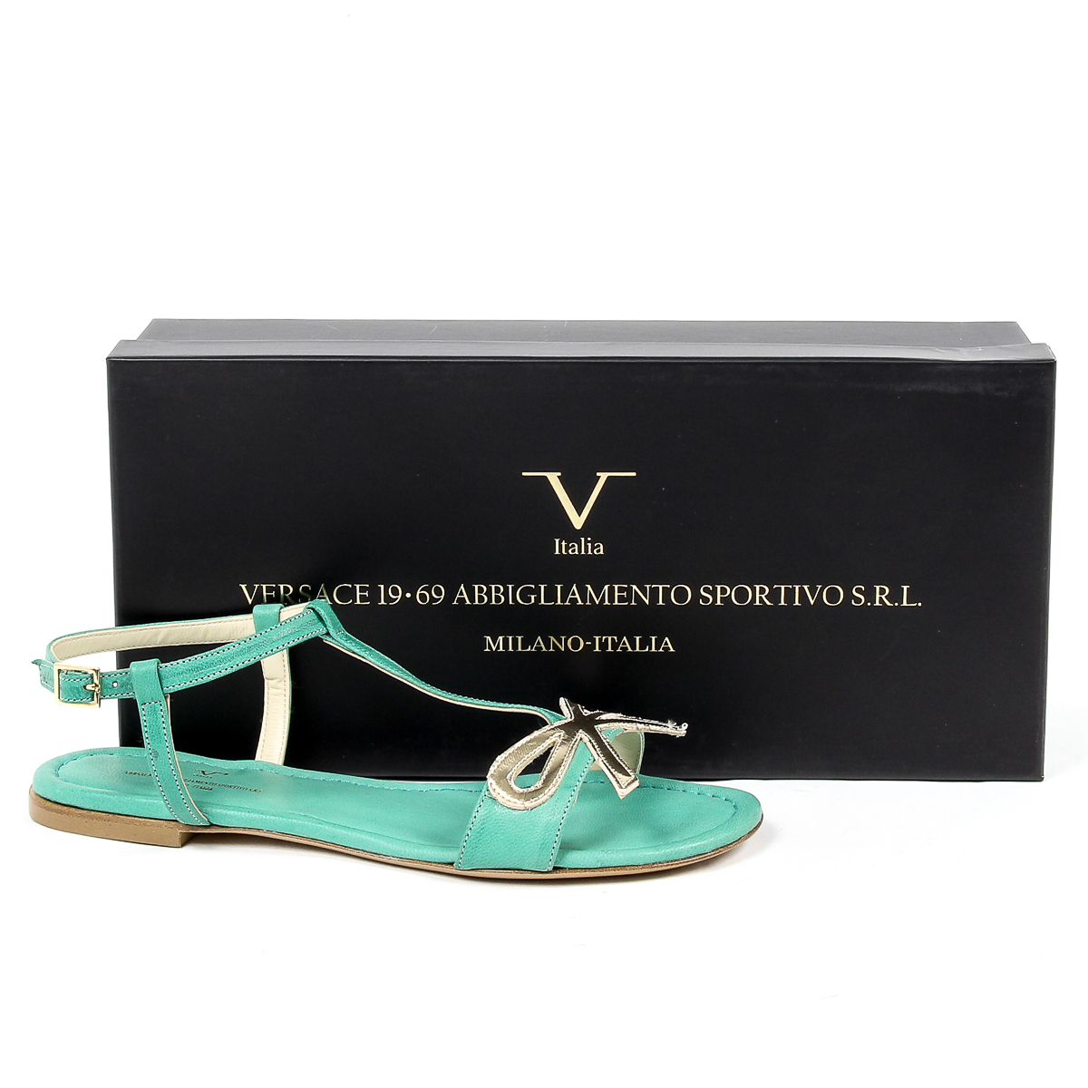V 1969 Italia Sandalia plana para mujer Verde LISA