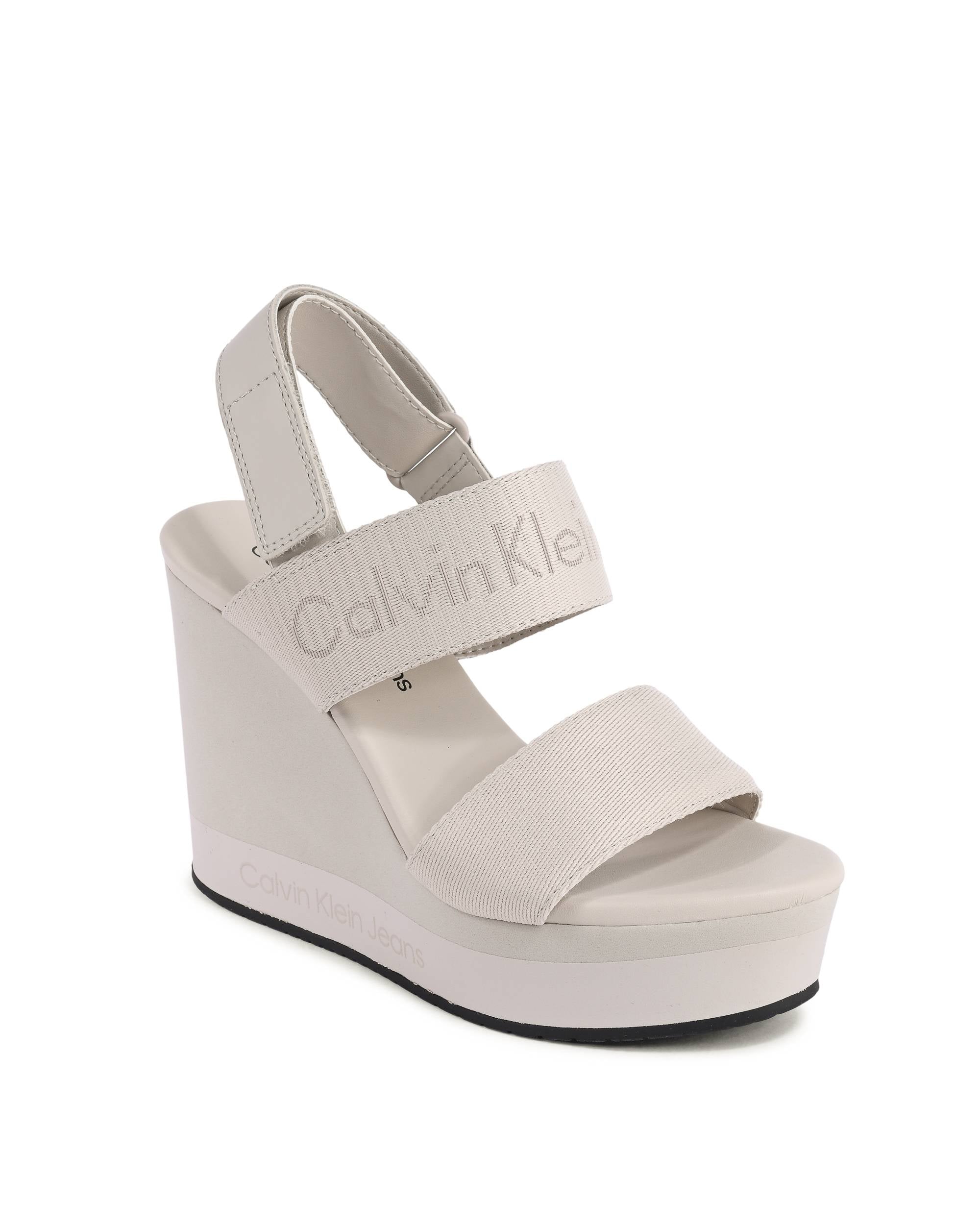 Calvin Klein - Sandalias de cuña para mujer, color beige, YW0YW013600F4