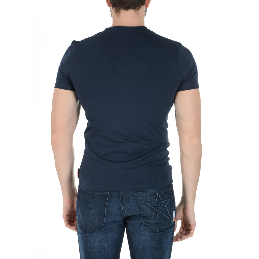 Camiseta Andrew Charles para hombre, manga corta, cuello redondo, azul, KEITA