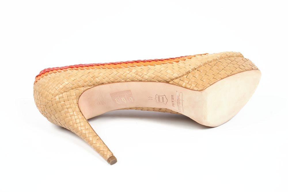 Salón de mujer Sebastian Milano con puntera abierta S5356 VAR.C CUOIO-CORALLO