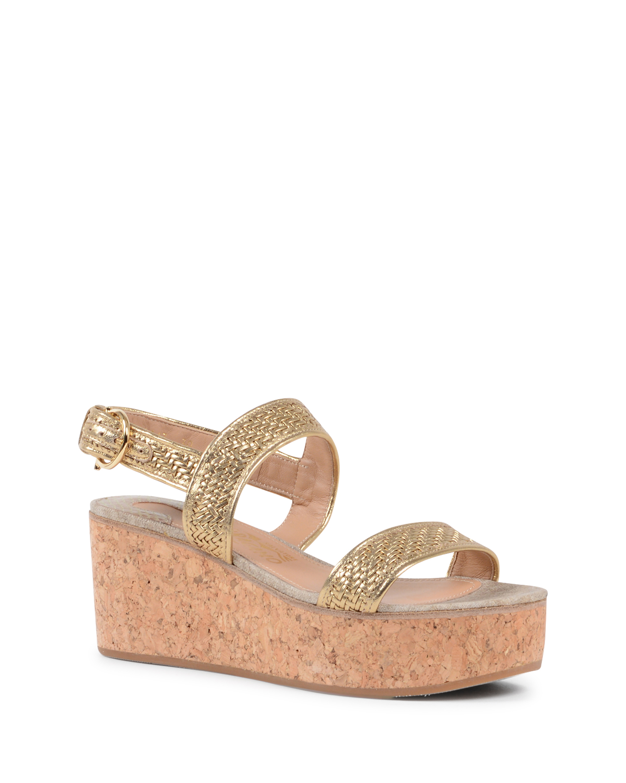 Sandalia de cuña para mujer Salvatore Ferragamo dorada EURITEA