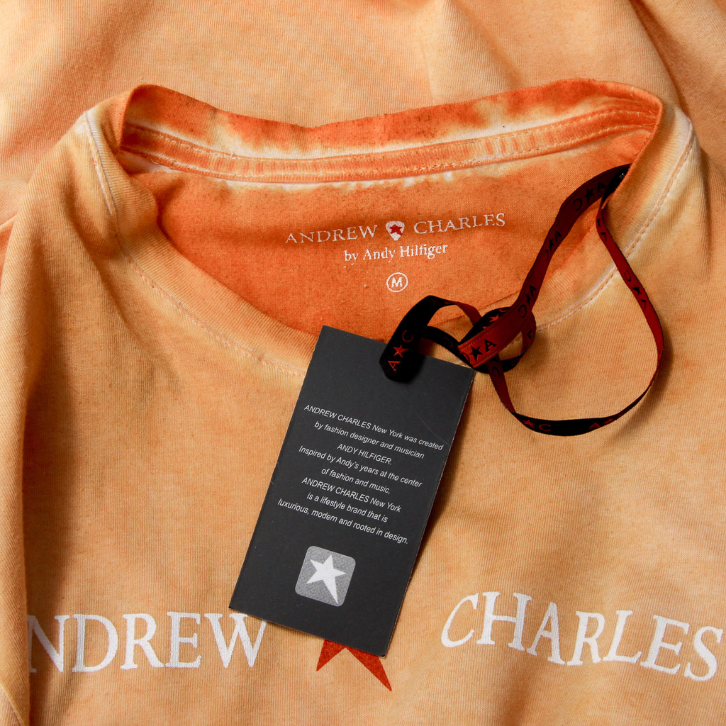 Camiseta Andrew Charles para hombre, manga corta, cuello redondo, naranja, KARITA