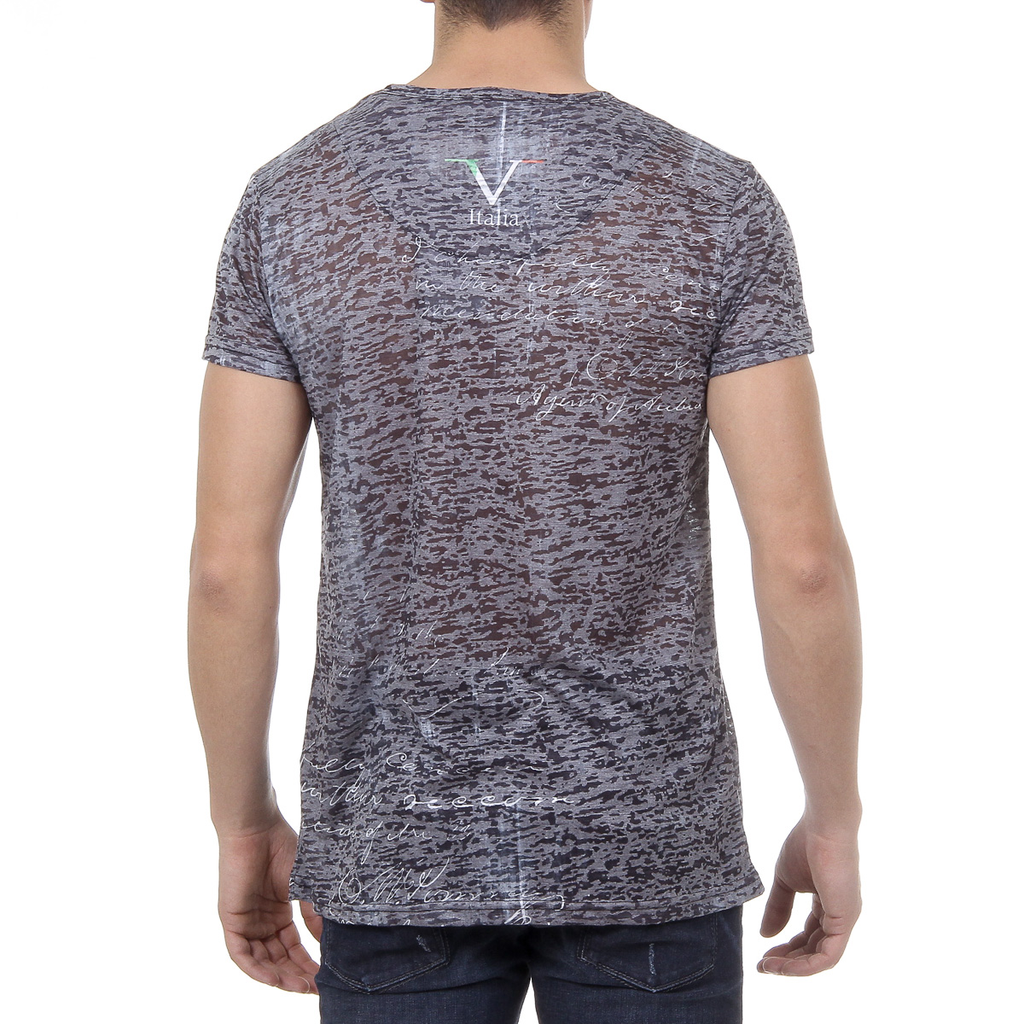 V 1969 Italia Mens T-shirt Short Sleeves V-Neck Black JACOB