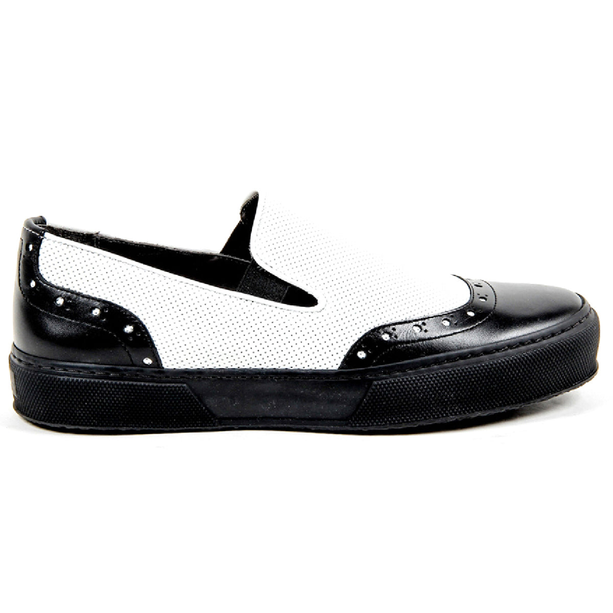 Robert Clergerie Paris - Zapatillas sin cordones para mujer TILO02 V LISSE NOIR VL PERFO BLANCO