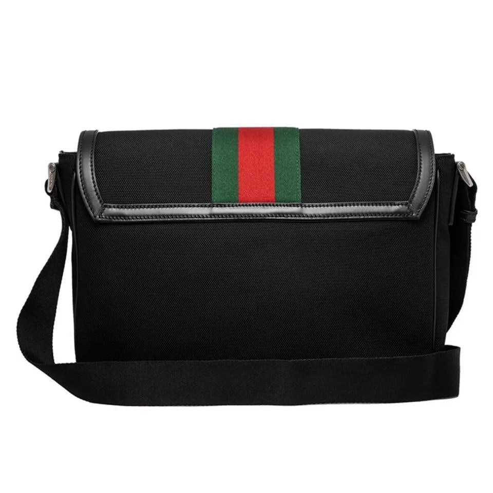 Bolso bandolera Gucci Web Stripe para hombre, color negro