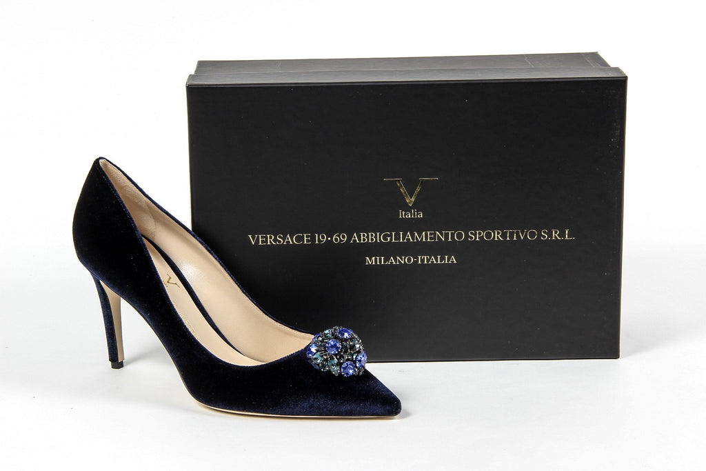Zapatos de salón para mujer V 1969 Italia 3104104 VELLUTO BLU ROYAL