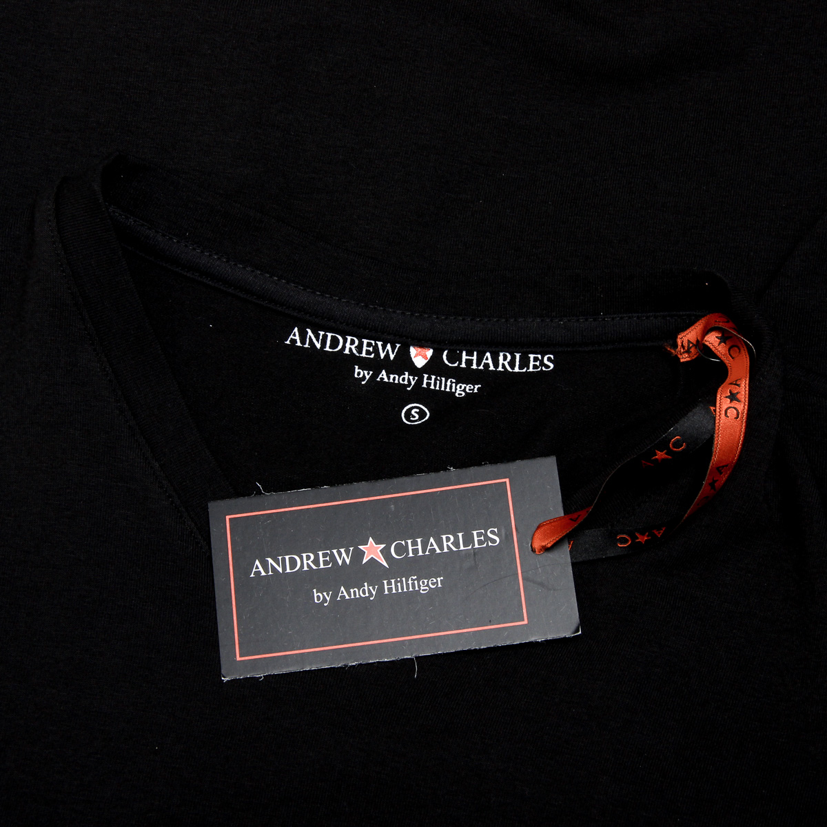 Camiseta Andrew Charles para hombre, manga corta, cuello en V, negra, KENAN