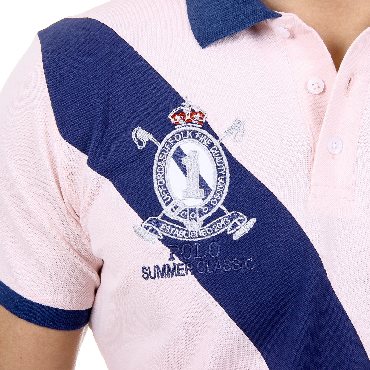 Polo Ufford & Suffolk Polo Club para hombre, manga corta, US004 ROSA