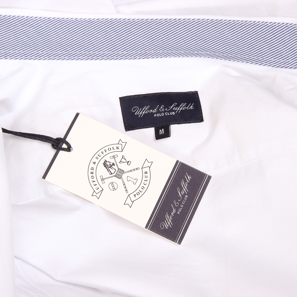 Camisa de manga larga para hombre del Ufford & Suffolk Polo Club US010 BLANCA