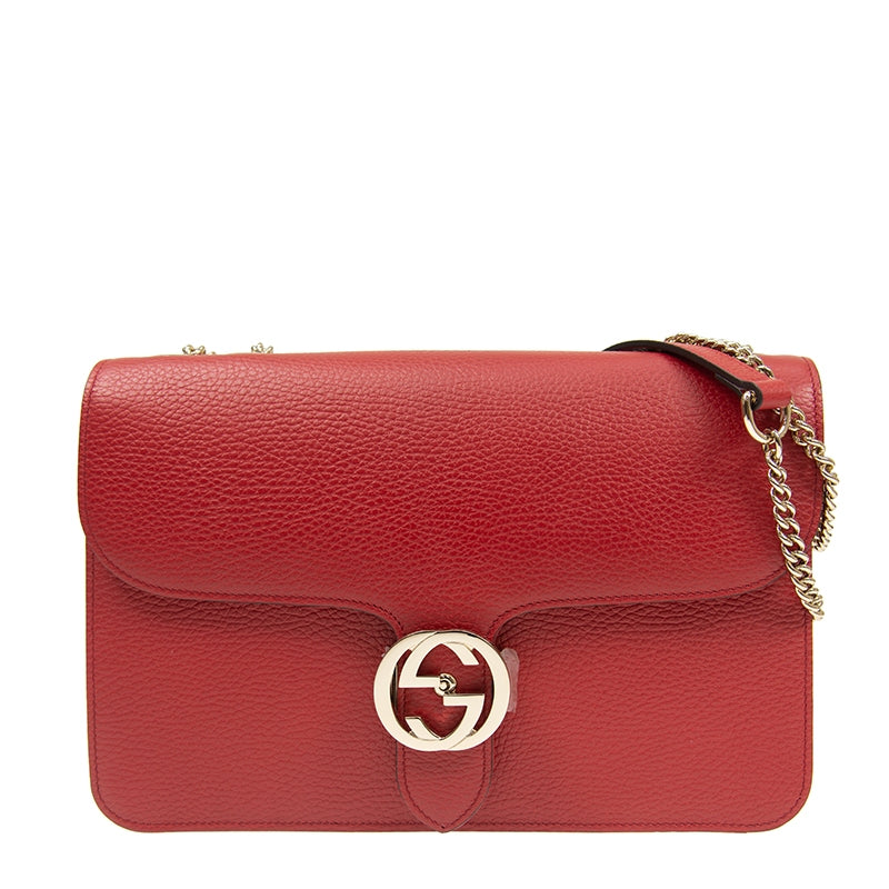 Bolso Gucci de piel entrelazada con cadena roja