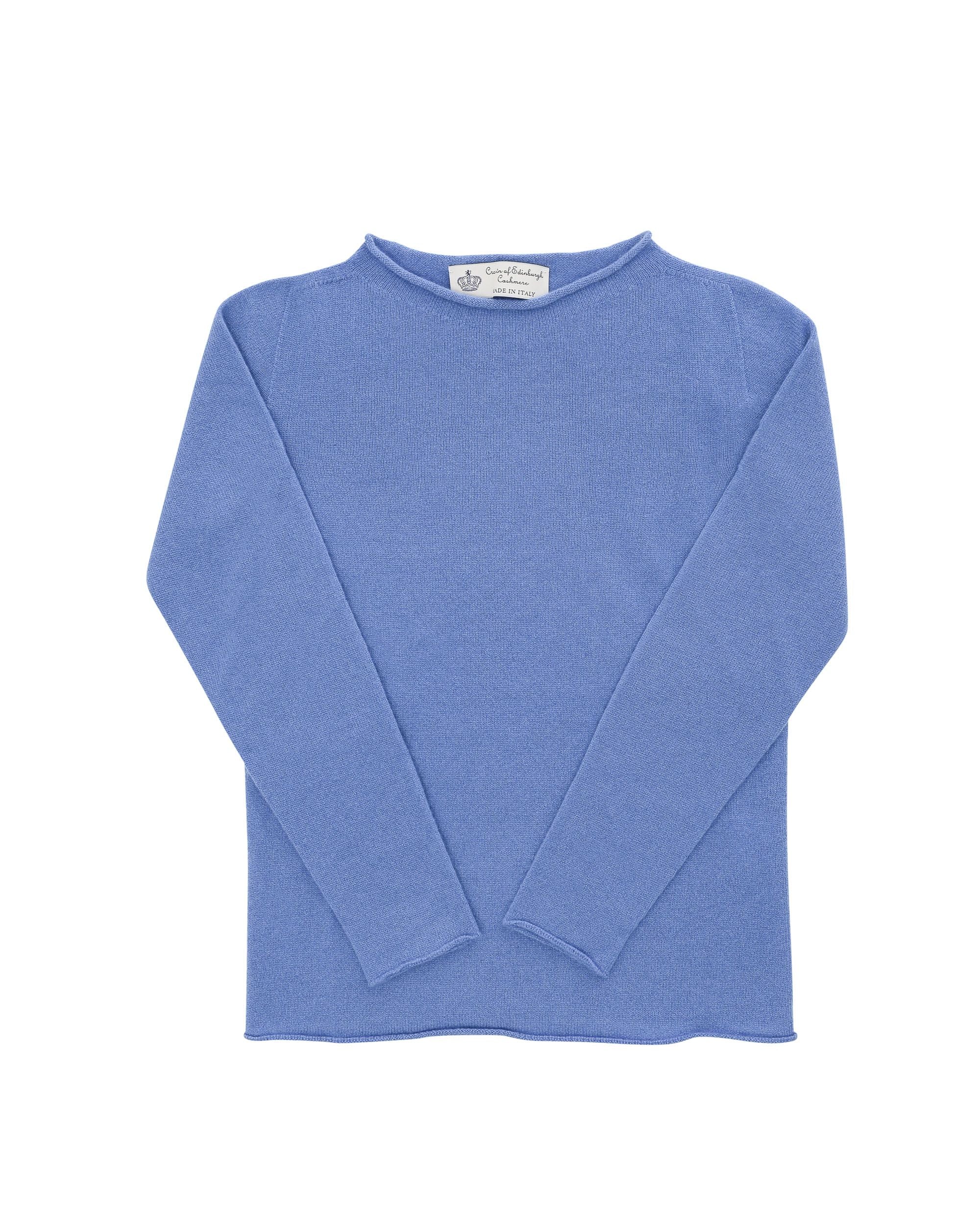 Suéter de cuello barco para mujer de cachemira Crown of Edinburgh COE 0025 AZUL BRILLANTE