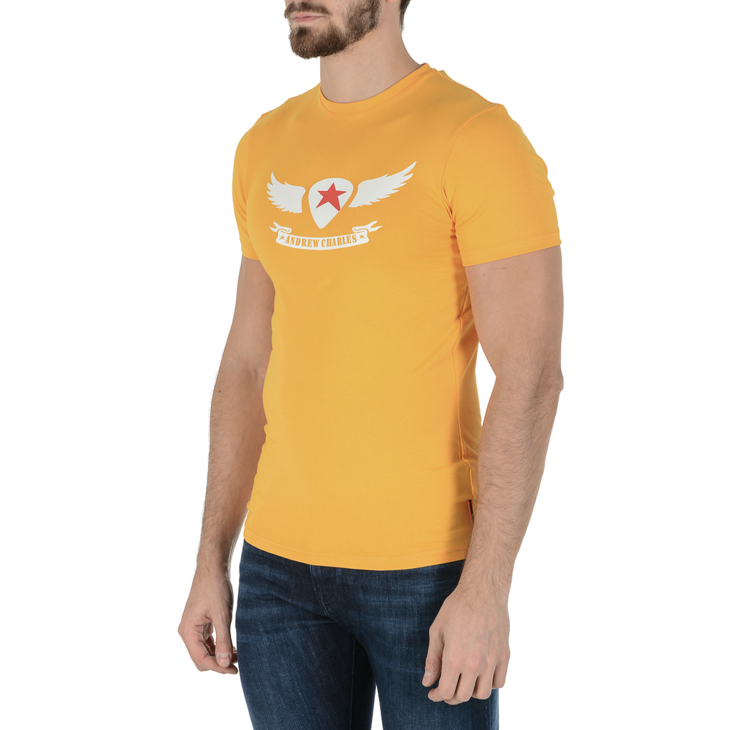 Camiseta Andrew Charles para hombre, manga corta, cuello redondo, amarilla, KEITA