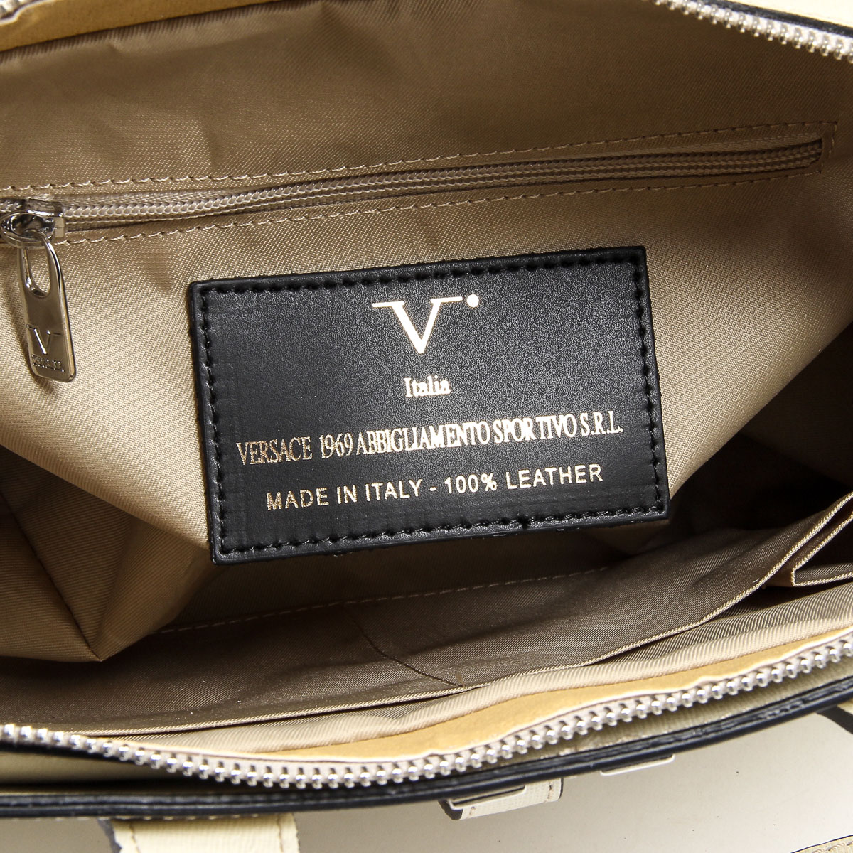Bolso de mano para mujer V 1969 Italia V006-S SAFFIANO CREMA