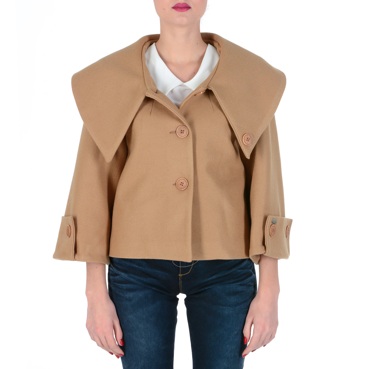 Chaqueta de mujer V 1969 Italia de manga larga color camello LUCY