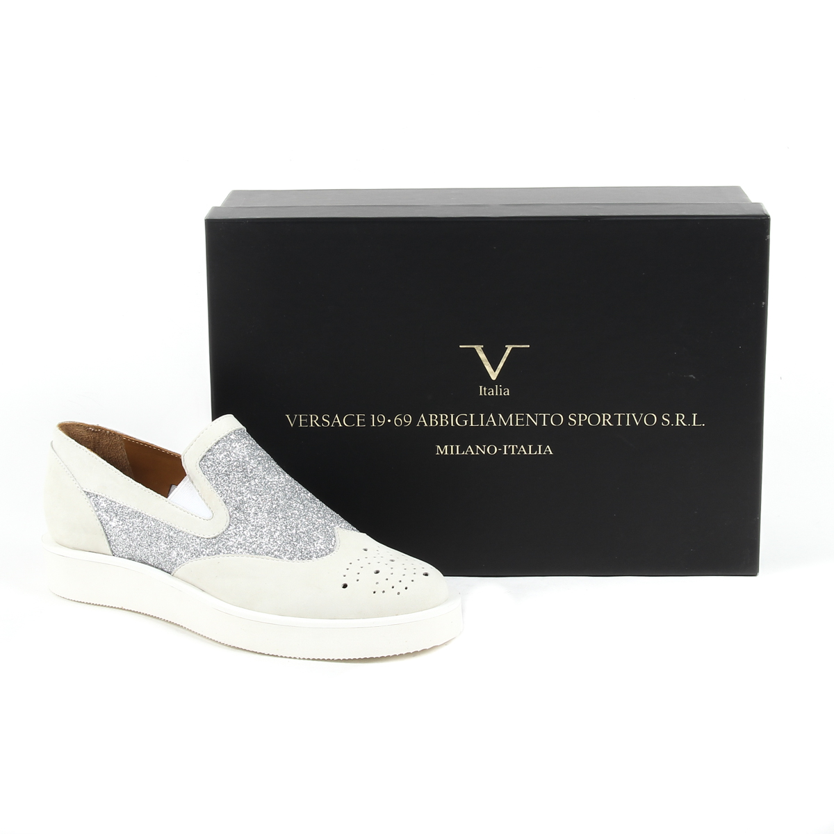 V 1969 Italia Zapatillas sin cordones para mujer 302126 NABUK YOMO MILKY GLIT ARG