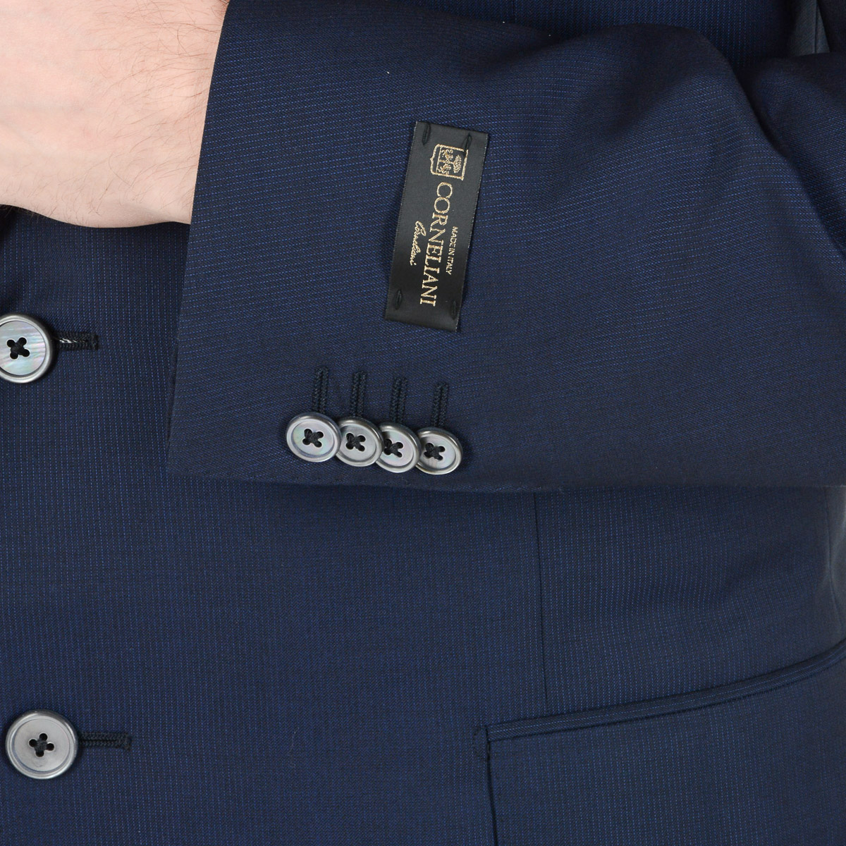 Corneliani Mens Suit Long Sleeves Dark Blue Super 130's