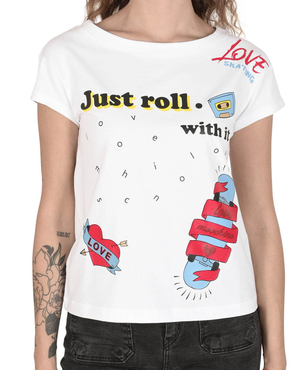 Camiseta Love Moschino para mujer W 4 F30 3E E 1951 A00 BLANCO ÓPTICO