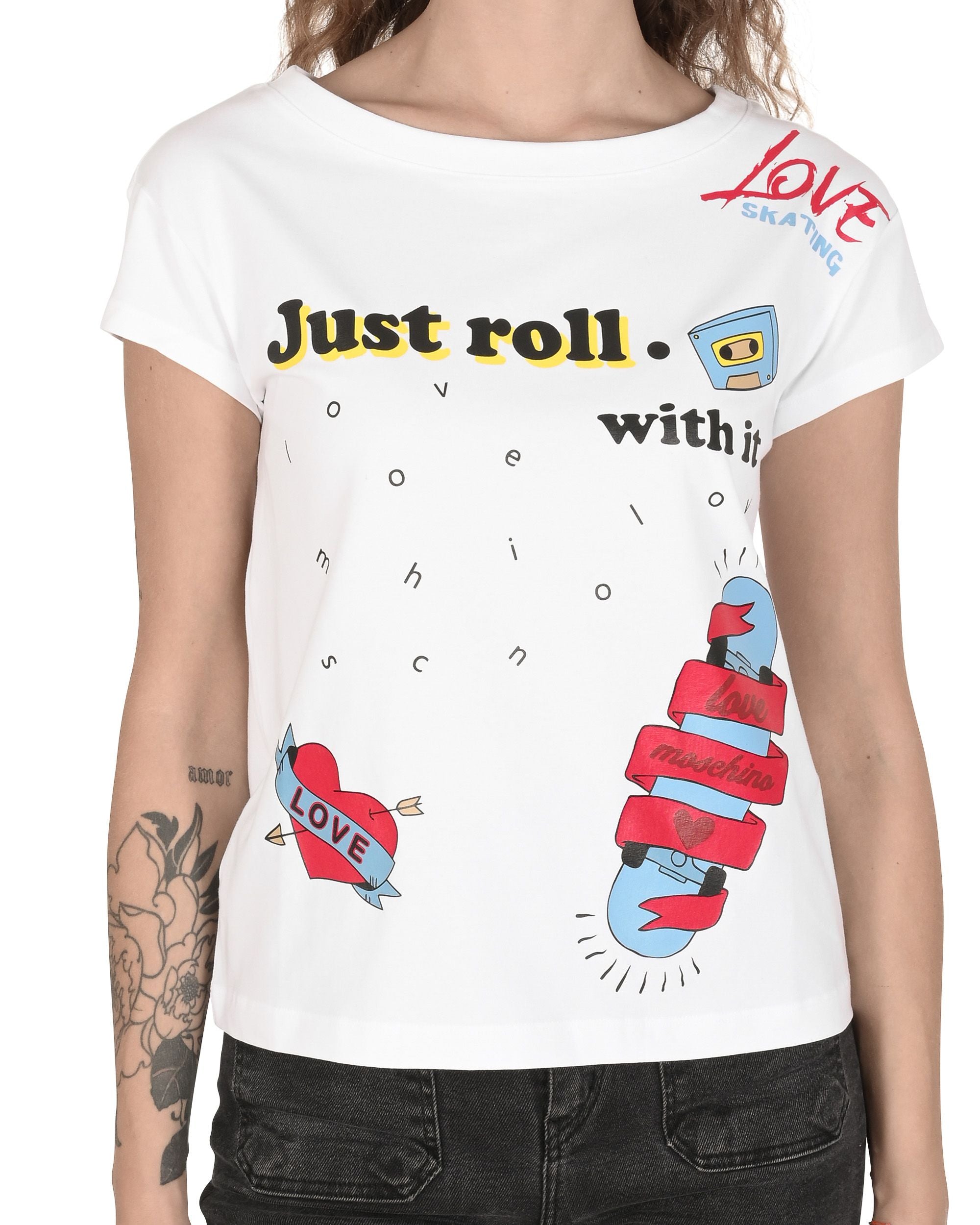 Camiseta Love Moschino para mujer W 4 F30 3E E 1951 A00 BLANCO ÓPTICO