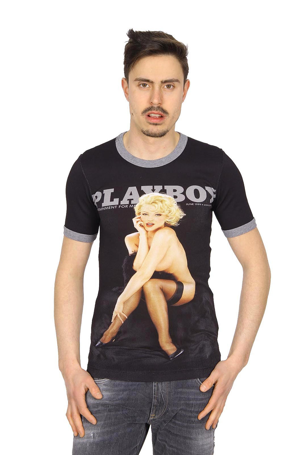 Camiseta Dolce & Gabbana Playboy de manga corta para hombre G8EQ5T G7CEB S9000