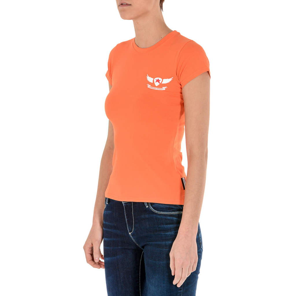 Camiseta Andrew Charles para mujer, manga corta, cuello redondo, naranja, TARANA