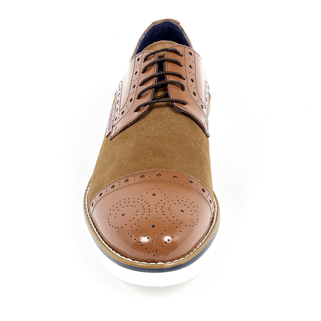 Andrew Charles - Zapatos Oxford brogue para hombre 911 ABRASIVATO CAMOSCIO COGNAC