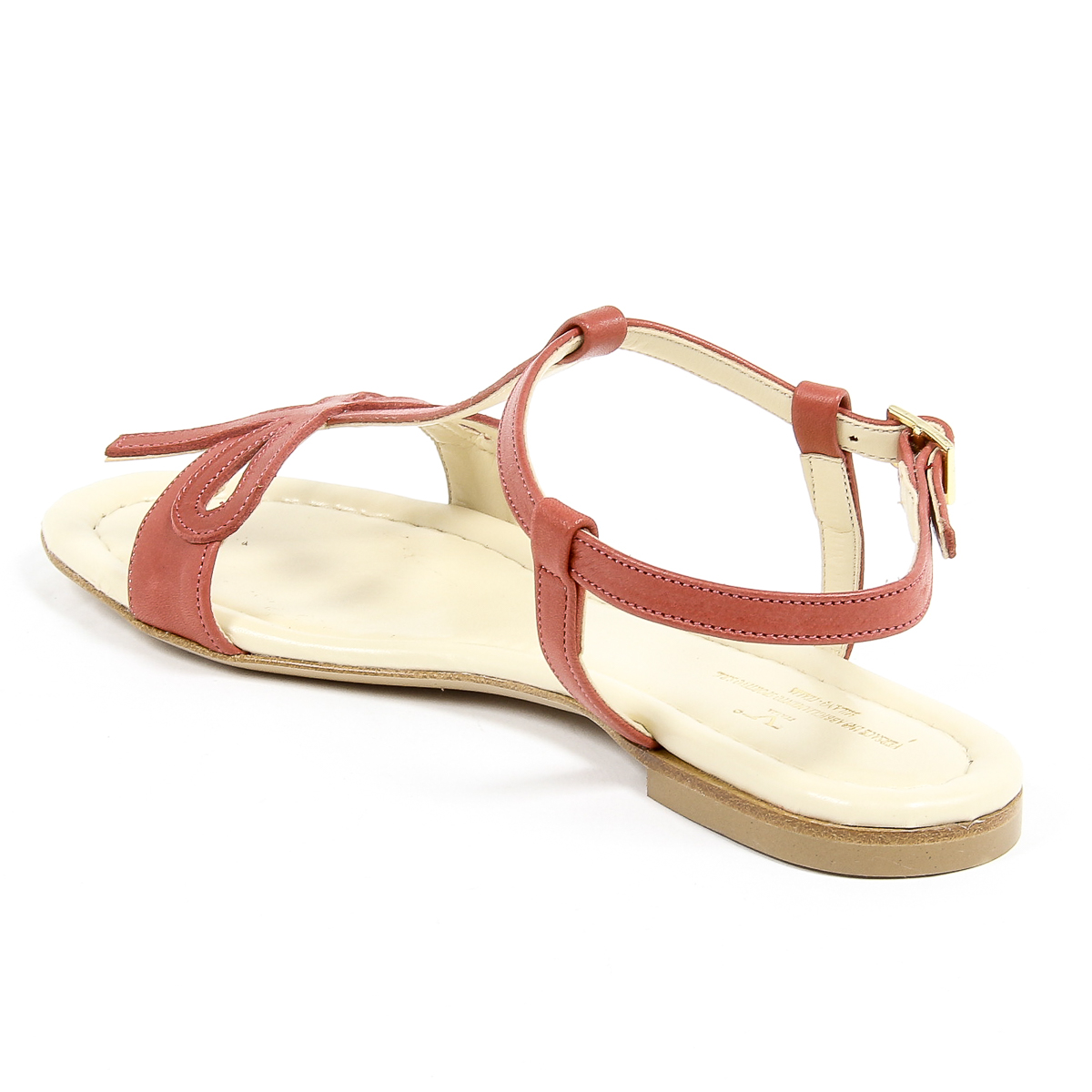Sandalia plana V 1969 Italia para mujer, color rojo, LISA
