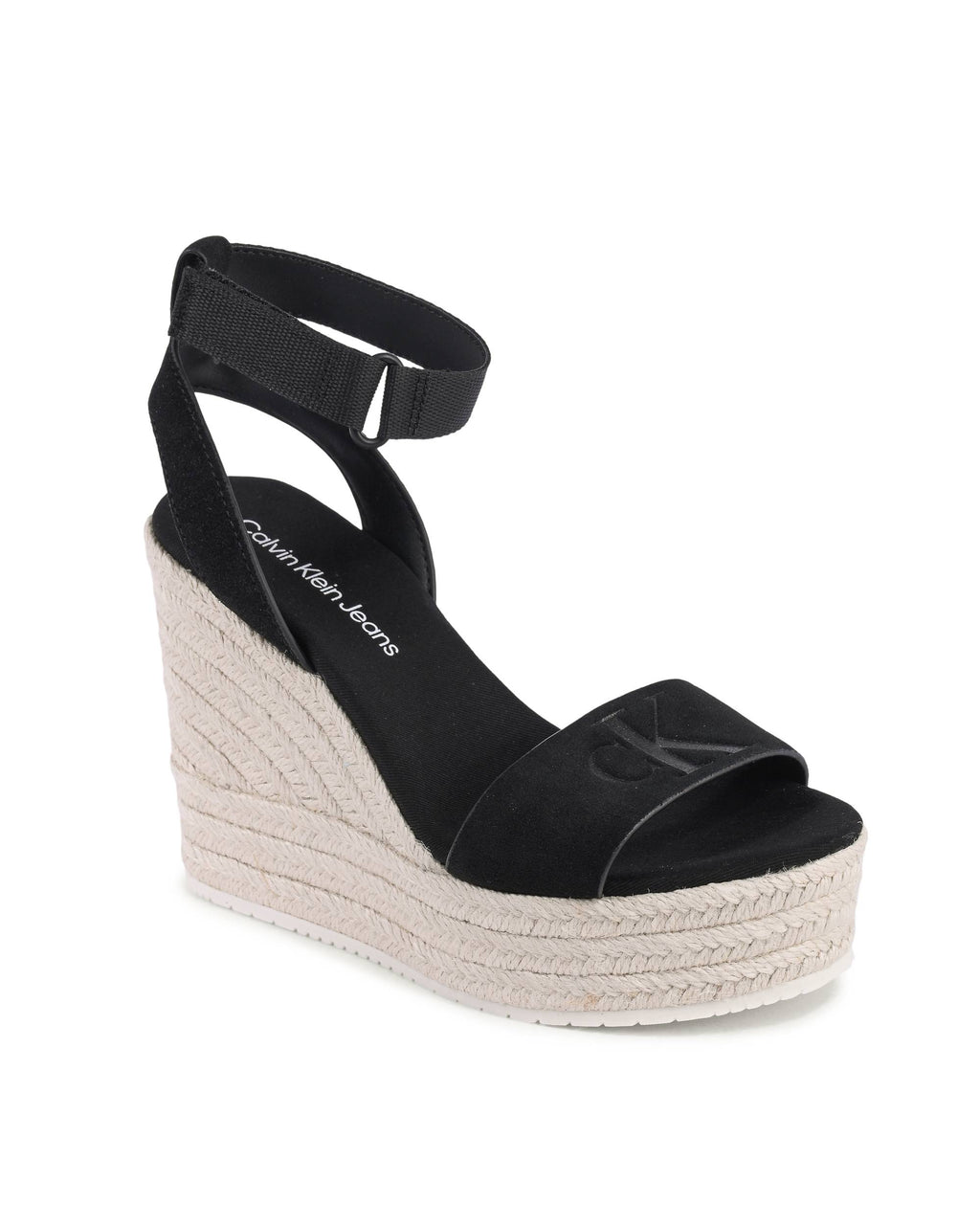 Calvin Klein - Sandalias de cuña para mujer, color negro, YW0YW01026BEH
