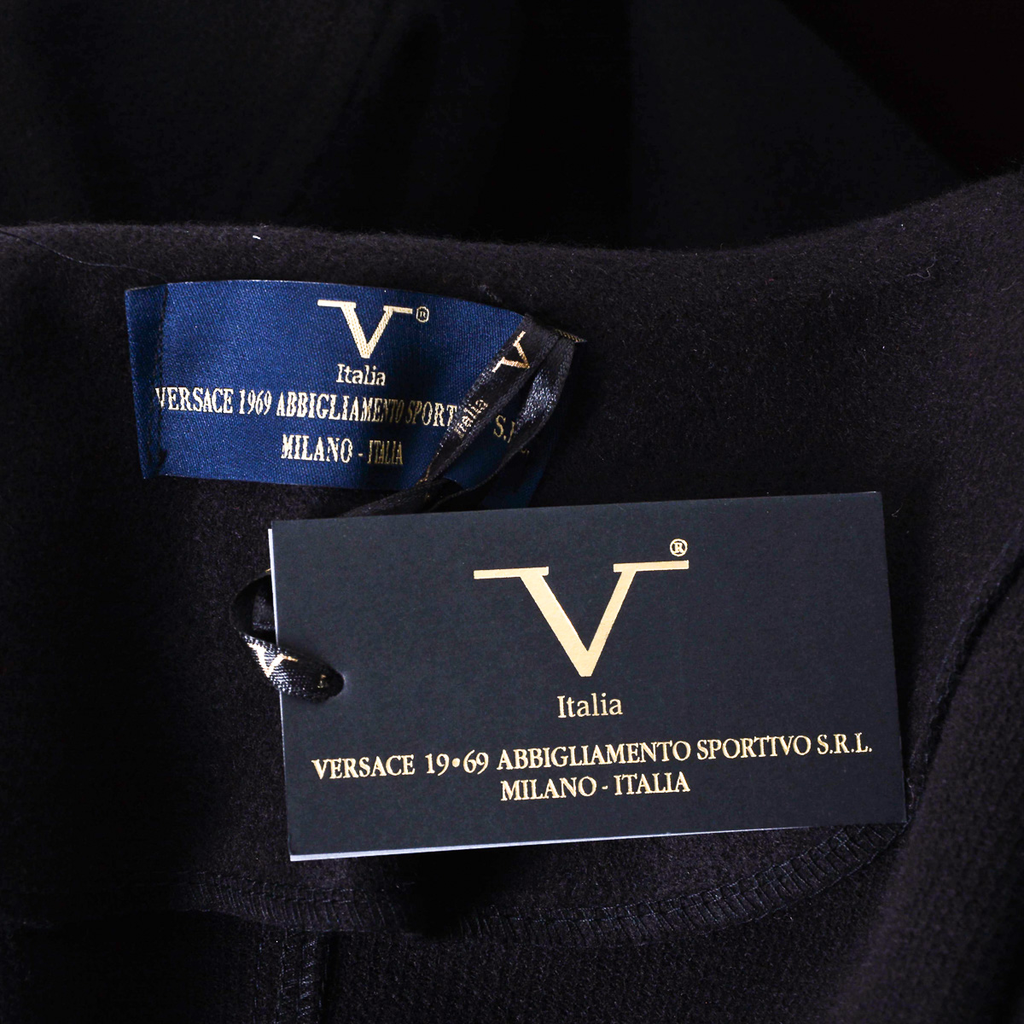 V 1969 Italia Abrigo de mujer Mangas largas Negro STOCCOLMA