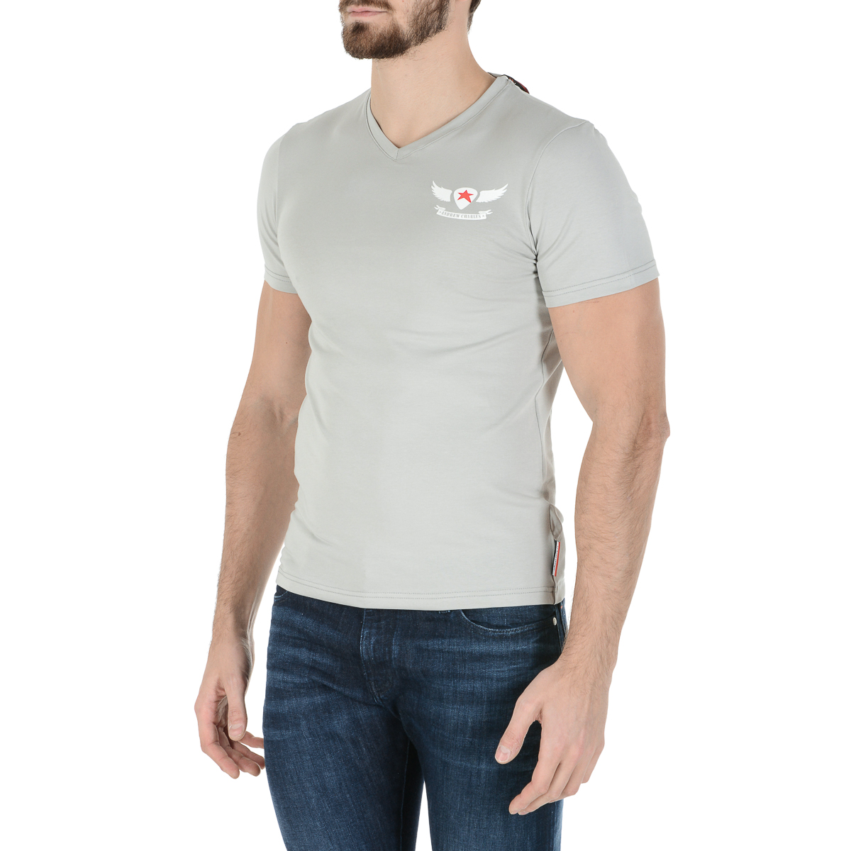 Camiseta Andrew Charles para hombre, manga corta, cuello en V, gris claro, KENAN