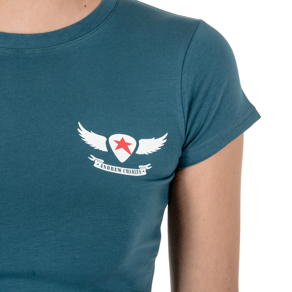 Camiseta Andrew Charles para mujer, manga corta, cuello redondo, verde TARANA